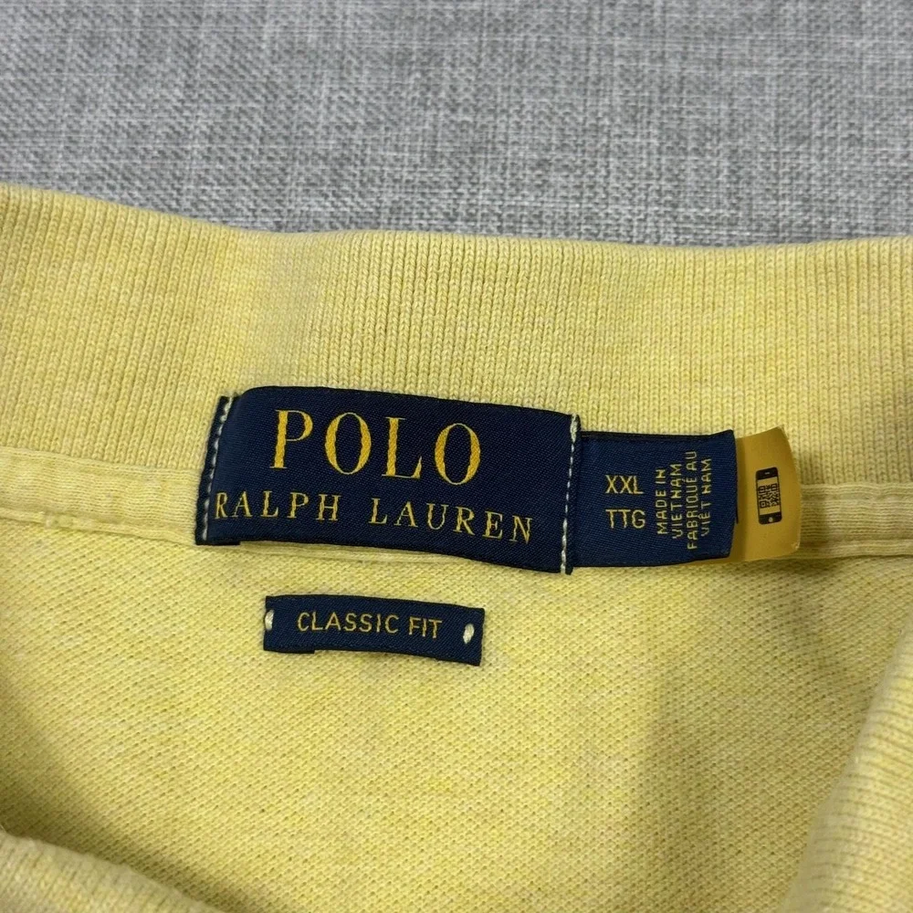 Polo Ralph Lauren Polo Shirt Mens 2XL Yellow Cotton Short Sleeve Embroidered